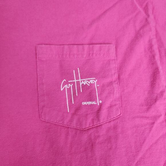 Save Our Seas (Guy Harvey) Dual Sided Pink Pocket Short Sleeve Tee Men's Size L - Picture 3 of 5
